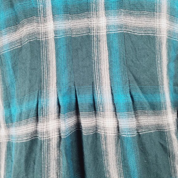 Caffe Marrakesh Women's Teal White Plaid Long Sleeve Button Up Shirt Size M - Picture 8 of 12